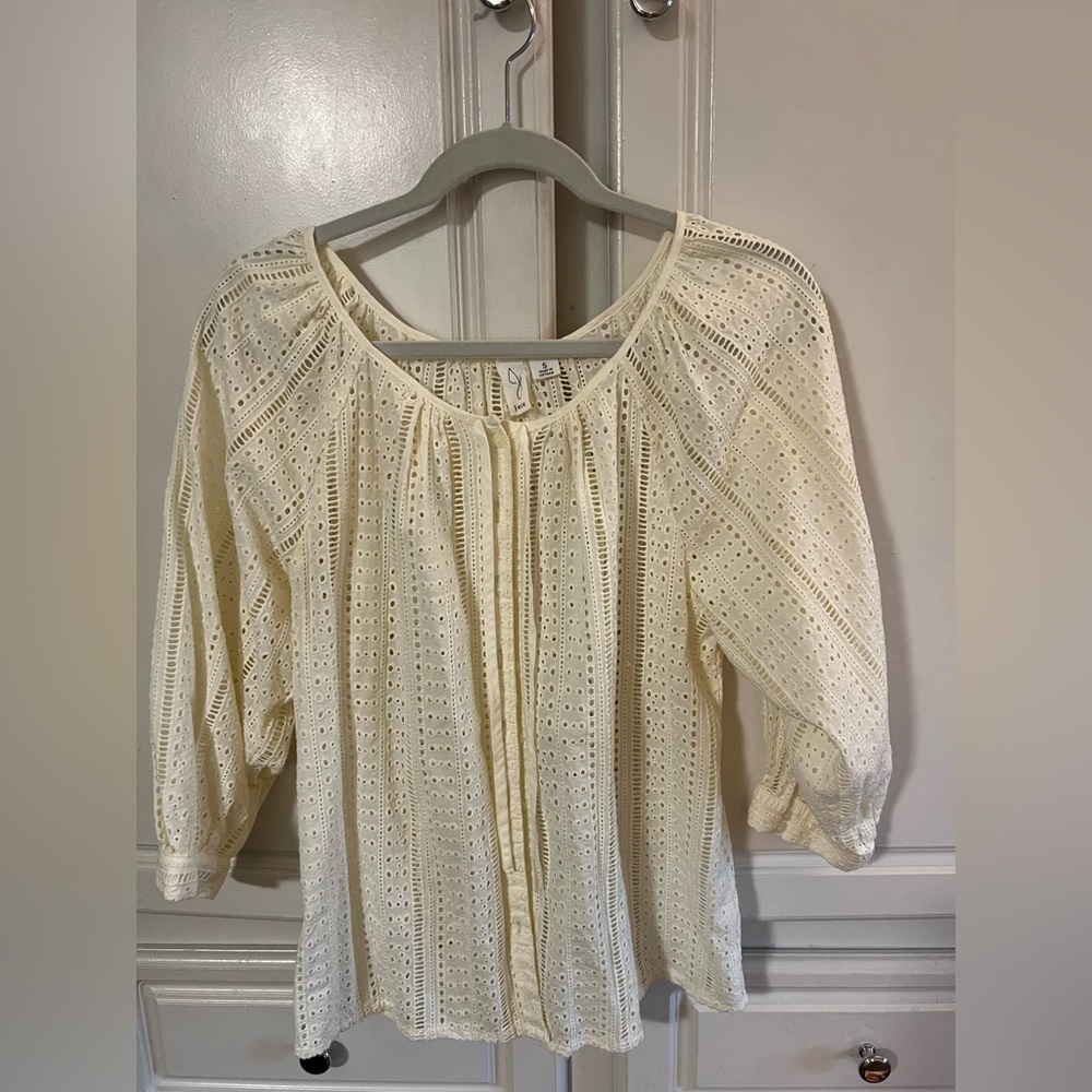 Joie Ivory Eyelet Blouse
